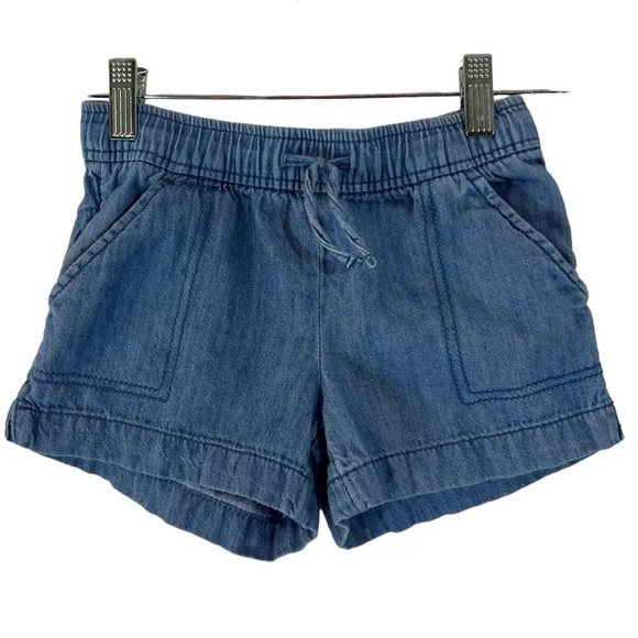 Old Navy Girls Chambray Loose Shorts Size 6/7 Elastic Waist Drawstring Blue Kids - Picture 1 of 5